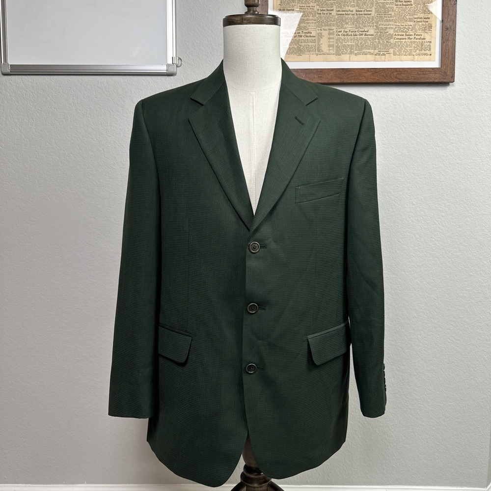 Lubiam Studio Blazer Men 46R Green Wool 3 Button Dual Vented Made in Italy